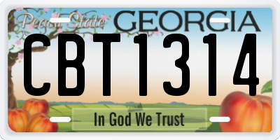 GA license plate CBT1314