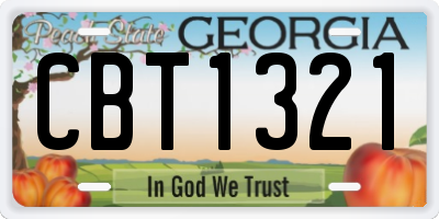 GA license plate CBT1321