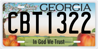GA license plate CBT1322