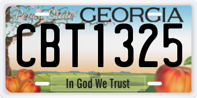 GA license plate CBT1325