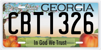 GA license plate CBT1326