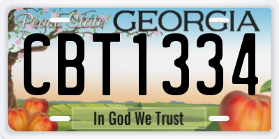 GA license plate CBT1334