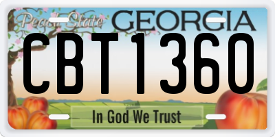 GA license plate CBT1360