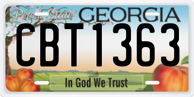 GA license plate CBT1363