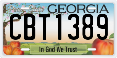 GA license plate CBT1389