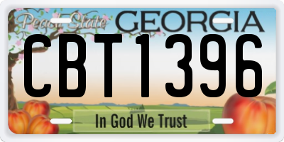 GA license plate CBT1396