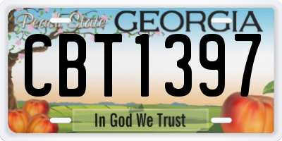 GA license plate CBT1397