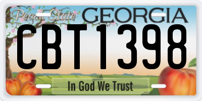 GA license plate CBT1398