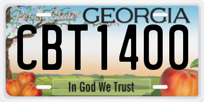 GA license plate CBT1400