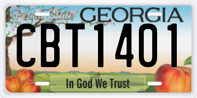 GA license plate CBT1401