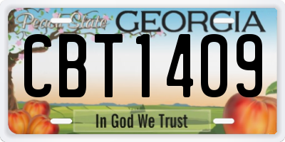 GA license plate CBT1409