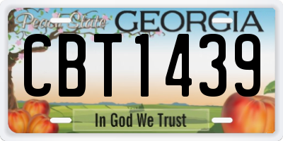 GA license plate CBT1439