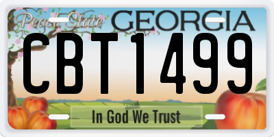 GA license plate CBT1499