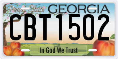 GA license plate CBT1502
