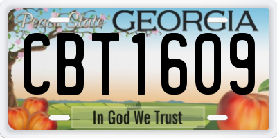 GA license plate CBT1609