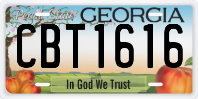 GA license plate CBT1616