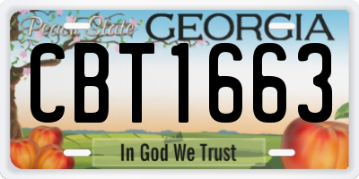 GA license plate CBT1663