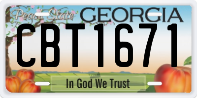 GA license plate CBT1671