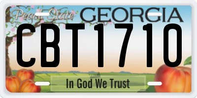 GA license plate CBT1710