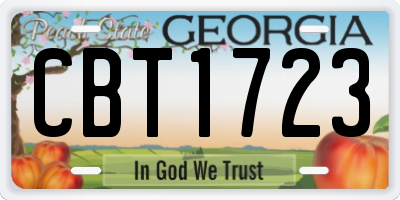 GA license plate CBT1723