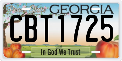 GA license plate CBT1725