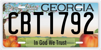 GA license plate CBT1792