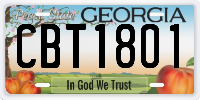 GA license plate CBT1801