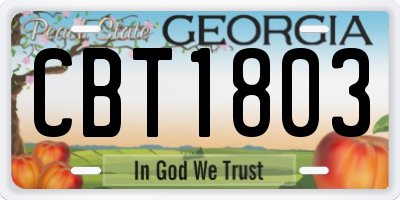 GA license plate CBT1803