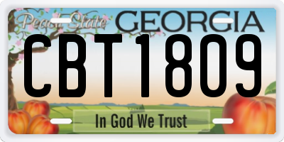GA license plate CBT1809