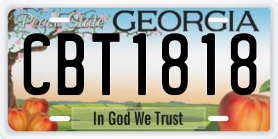 GA license plate CBT1818