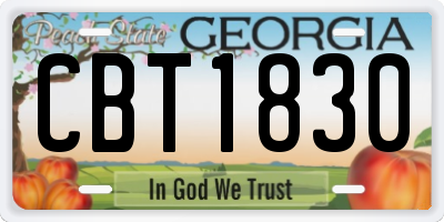 GA license plate CBT1830