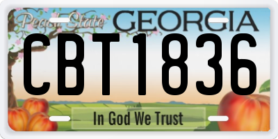 GA license plate CBT1836