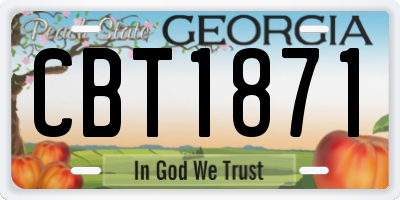 GA license plate CBT1871