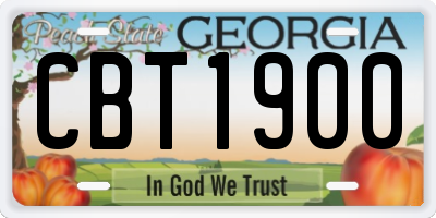 GA license plate CBT1900