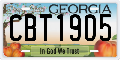 GA license plate CBT1905