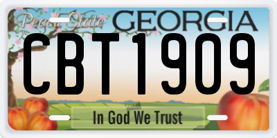 GA license plate CBT1909