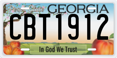 GA license plate CBT1912