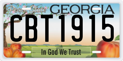 GA license plate CBT1915