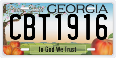 GA license plate CBT1916