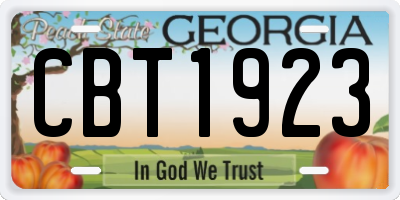 GA license plate CBT1923