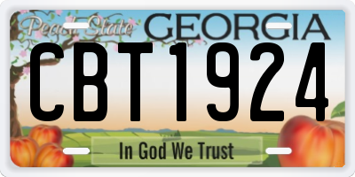GA license plate CBT1924