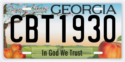 GA license plate CBT1930