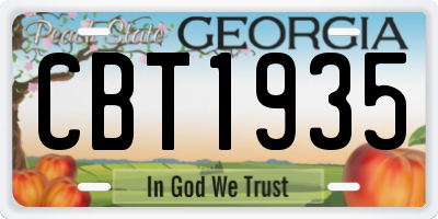 GA license plate CBT1935