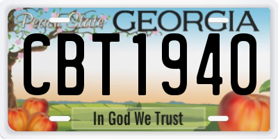 GA license plate CBT1940