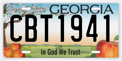 GA license plate CBT1941