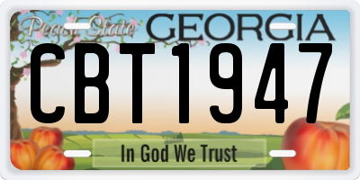 GA license plate CBT1947
