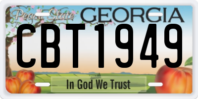 GA license plate CBT1949