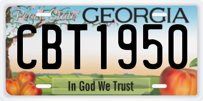 GA license plate CBT1950