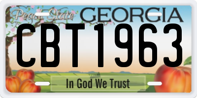 GA license plate CBT1963