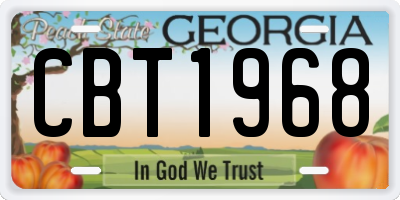 GA license plate CBT1968